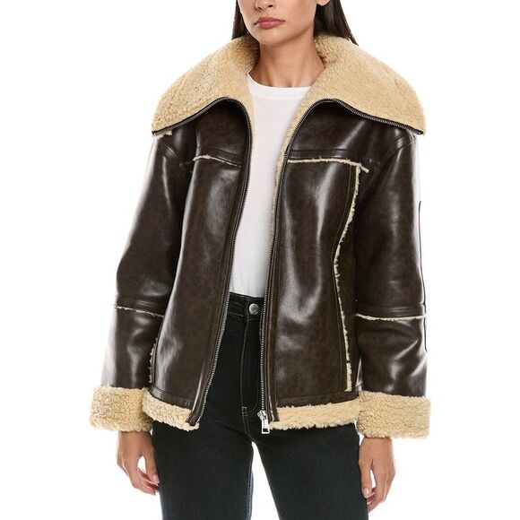 Apparis Womens  Calina Bonded Coat, Brown - Picture 1 of 3